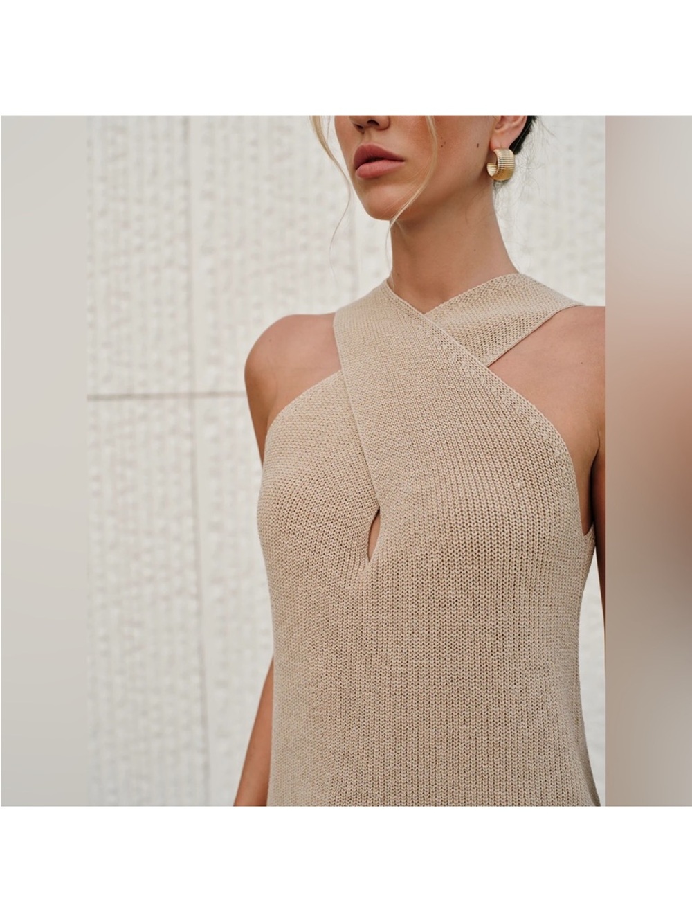 Commense Halter Cross-Over Collar Tank Top Knit - Picture 3 of 6